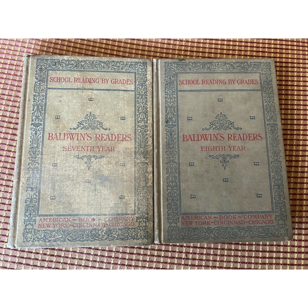 Lot Set of 2 Antique 1897 Baldwin's Readers Seventh and Eighth Year